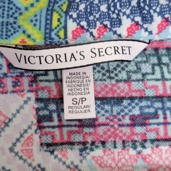 VICTORIA'S SECRET Dreamer Flannel Patchwork Fun Print Monogram Pajama Set Small - Picture 2 of 5